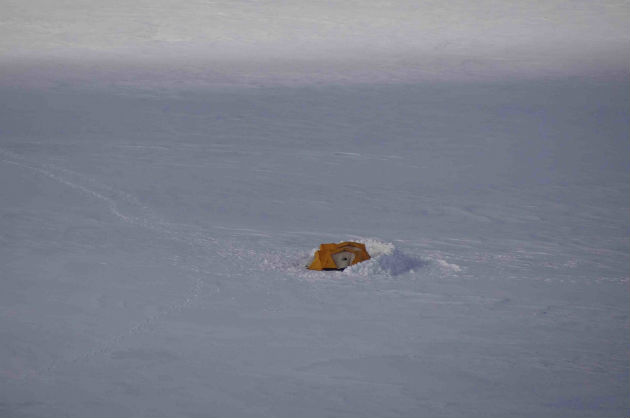 durmiendo en el hielo