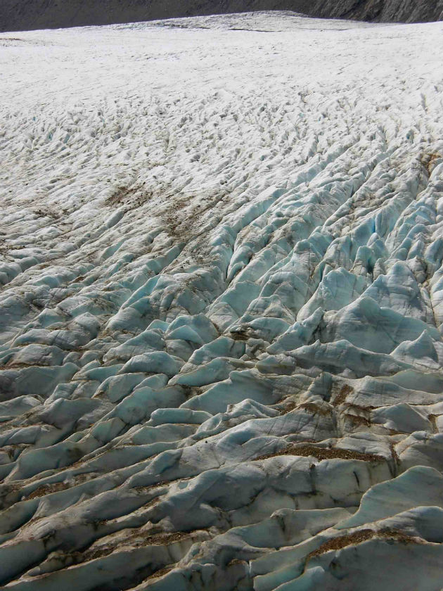 la lengua glaciaria desde cerca